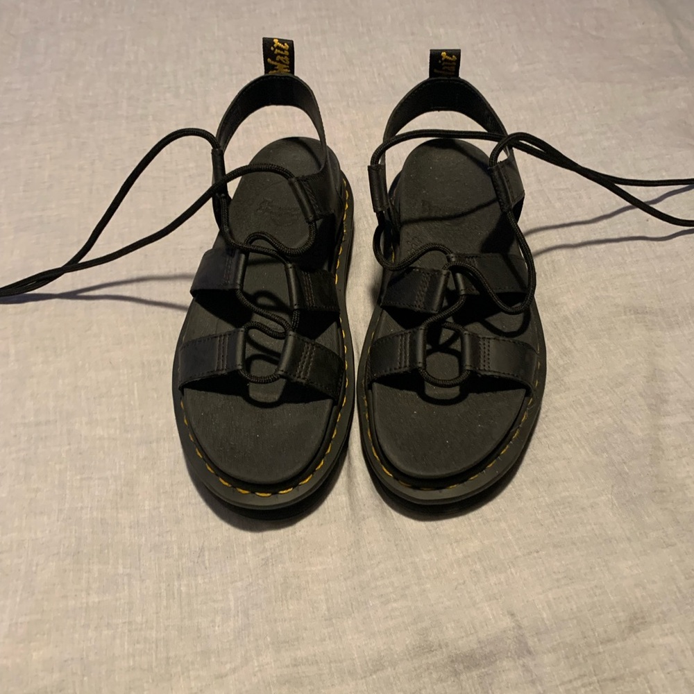 Black lace doc martins sandals